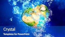  Presentation with treble clef watermark blue - PPT layouts enhanced with cartoon sea - earth planet sinking in clear background and a cobalt blue colored foreground