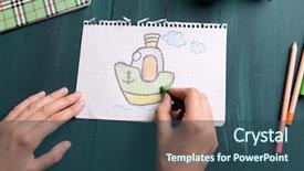  Presentation with sea cartoon - Amazing theme having cartoon sea - female hands drawing picture backdrop and a  colored foreground