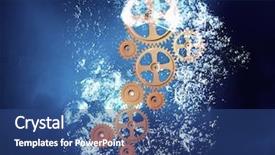  Presentation with under water - Colorful PPT theme enhanced with wallpaper mechanical - gears mechanism under water backdrop and a  colored foreground