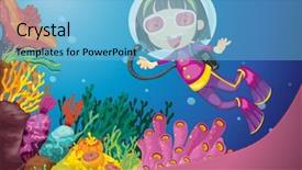  Presentation with sea cartoon - Presentation theme featuring cartoon sea - illustration of - eps vector background and a light blue colored foreground