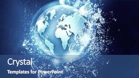  Presentation with water technology - PPT theme consisting of cartoon sea - technology planet under water background and a  colored foreground