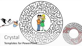  Presentation with cartoon children - Colorful slides enhanced with cartoon-stork-brings-children backdrop and a white colored foreground