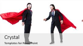  Presentation with currant black white and red - Slide set with man in red cover isolated background and a light gray colored foreground