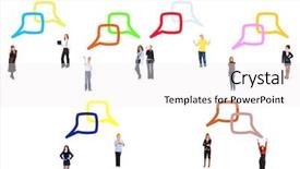  Presentation with idea - Presentation theme with cartoon teamwork - comics concept negotiations idea background and a white colored foreground