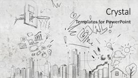  Presentation with cartoon - Slide set featuring cartoon tmplates - background image with sketches background and a light gray colored foreground