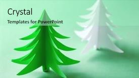  Presentation with tree sky trees green - Presentation design enhanced with cartoon tmplates - christmas trees made of paper background and a mint green colored foreground