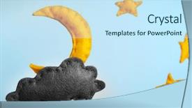  Presentation with blue stars - Colorful slide set enhanced with cartoon tmplates - fleece clouds with moon backdrop and a cool aqua colored foreground