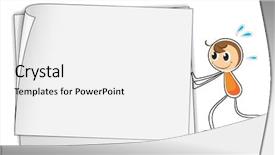  Presentation with cartoon - Slide deck consisting of job promotion announcement - advertising papers with cut slips background and a light gray colored foreground