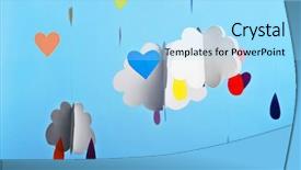  Presentation with blue drops - Cool new PPT theme with cartoon tmplates - paper clouds with drops backdrop and a arctic colored foreground