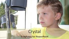  Presentation with disaster - PPT theme with disaster children - seven years old boy background and a blonde colored foreground