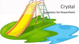  Presentation with playground - Presentation featuring cartoon water slide - illustration of an empty playground background and a white colored foreground