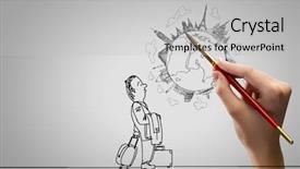  Presentation with funny - Audience pleasing presentation theme consisting of cartoon world - hand draw pencil caricature backdrop and a  colored foreground