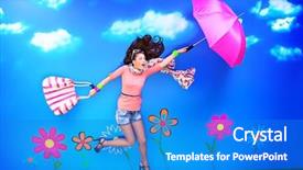  Presentation with romantic - Presentation with cartoon world - romantic girl is running background and a teal colored foreground