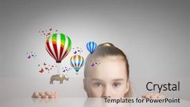  Presentation with cute - Slides with cartoon zoo - little cute girl looking background and a  colored foreground
