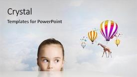  Presentation with cute - Colorful slide deck enhanced with cartoon zoo - little cute girl looking backdrop and a light gray colored foreground