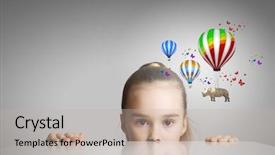  Presentation with cute japan cartoon - Presentation theme featuring cartoon zoo - little cute girl looking background and a mint green colored foreground