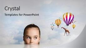  Presentation with cute - Colorful theme enhanced with cartoon zoo - little cute girl looking backdrop and a light gray colored foreground