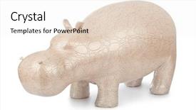  Presentation with toy - PPT layouts consisting of cartoon zoo - toy hippopotamus isolated on white background and a sky blue colored foreground