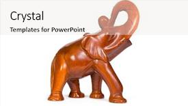  Presentation with elephant - Beautiful presentation theme featuring cartoon zoo - wooden figurine elephant isolated backdrop and a sky blue colored foreground