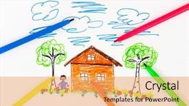  Presentation with craft for kids child art - Cool new presentation theme with close up of roof tile with fungus backdrop and a gray colored foreground