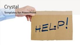  Presentation with cardboard - PPT layouts featuring cartoons frame - hand with cardboard help isolated background and a light gray colored foreground