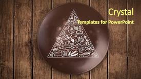  Presentation with food pyramid - PPT layouts featuring cartoons nutrition fruits - hand drawn food pyramid background and a tawny brown colored foreground
