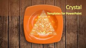  Presentation with food pyramid - Presentation design with cartoons nutrition fruits - hand drawn food pyramid background and a tawny brown colored foreground