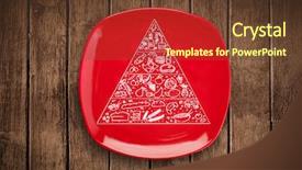  Presentation with food pyramid - Amazing slide set having cartoons nutrition fruits - hand drawn food pyramid backdrop and a tawny brown colored foreground