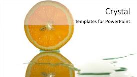  Presentation with orange slice - Slide deck with cartoons nutrition fruits - orange slice with liquid background and a  colored foreground