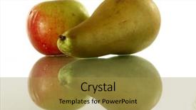  Presentation with apple pear - Audience pleasing theme consisting of cartoons nutrition fruits - ripe pear and apple backdrop and a  colored foreground