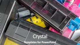  Presentation with laser - Presentation design consisting of cartouche - pile of used color laser background and a gray colored foreground