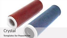  Presentation with water tap - Audience pleasing PPT theme consisting of cartridge for filters of cleaning of tap water backdrop and a light gray colored foreground