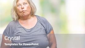  Presentation with plus size fashion model - Slides consisting of cartun - senior plus size caucasian woman background and a gray colored foreground