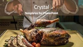  Presentation with meat - Presentation theme enhanced with carved - carving of roasted lamb meat background and a violet colored foreground