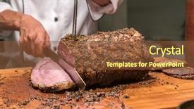  Presentation with roast sirloin beef - Presentation theme consisting of carved - carving of wagyu beef roast background and a tawny brown colored foreground