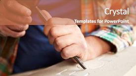  Presentation with stone - Slide set having carved - close up of stone mason background and a coral colored foreground