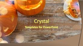  Presentation with decoration - Cool new PPT theme with carved - holidays halloween and decoration concept backdrop and a tawny brown colored foreground