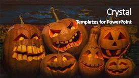  Presentation with scary halloween - Theme having carved - scary jack o lantern halloween background and a tawny brown colored foreground