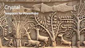  Presentation with temple - Slide set with carved - wall carving of prasat bayon background and a coral colored foreground