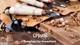  Presentation with wood tools - Cool new presentation theme with carved - wood carving tools backdrop and a tawny brown colored foreground