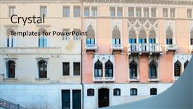  Presentation with facade - Presentation with carved balconies italy europe background and a lemonade colored foreground