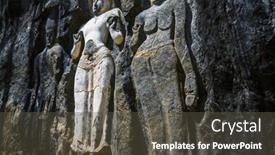  Presentation with south asia - Presentation design having carved-buddhist-sculpture-rock background and a dark gray colored foreground