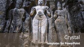  Presentation with south asia - Theme enhanced with carved-buddhist-sculpture-rock background and a gray colored foreground