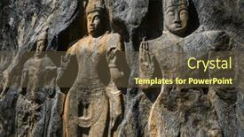  Presentation with south asia - PPT layouts with carved-buddhist-sculpture-rock background and a tawny brown colored foreground