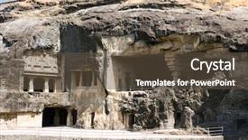  Presentation with india temple - Presentation theme having carved buddhist temple aurangabad maharashtra background and a tawny brown colored foreground