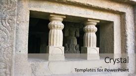  Presentation with india temple - Slide deck with carved buddhist temple aurangabad maharashtra background and a  colored foreground