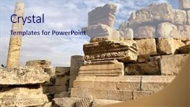  Presentation with roman column - Audience pleasing presentation theme consisting of carved details in stone column backdrop and a sky blue colored foreground