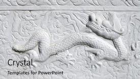  Presentation with chinese dragon - PPT theme featuring carved dragon in a chinese wall background and a light gray colored foreground