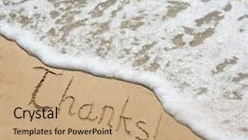  Presentation with gratitude - PPT theme consisting of carved in a golden sand background and a coral colored foreground