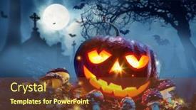  Presentation with scary halloween - Presentation featuring carved-lightening-pumpkin-for-halloween background and a tawny brown colored foreground